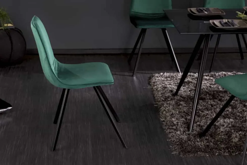 Retro Stuhl AMSTERDAM CHAIR smaragdgrün Samt Designklassiker