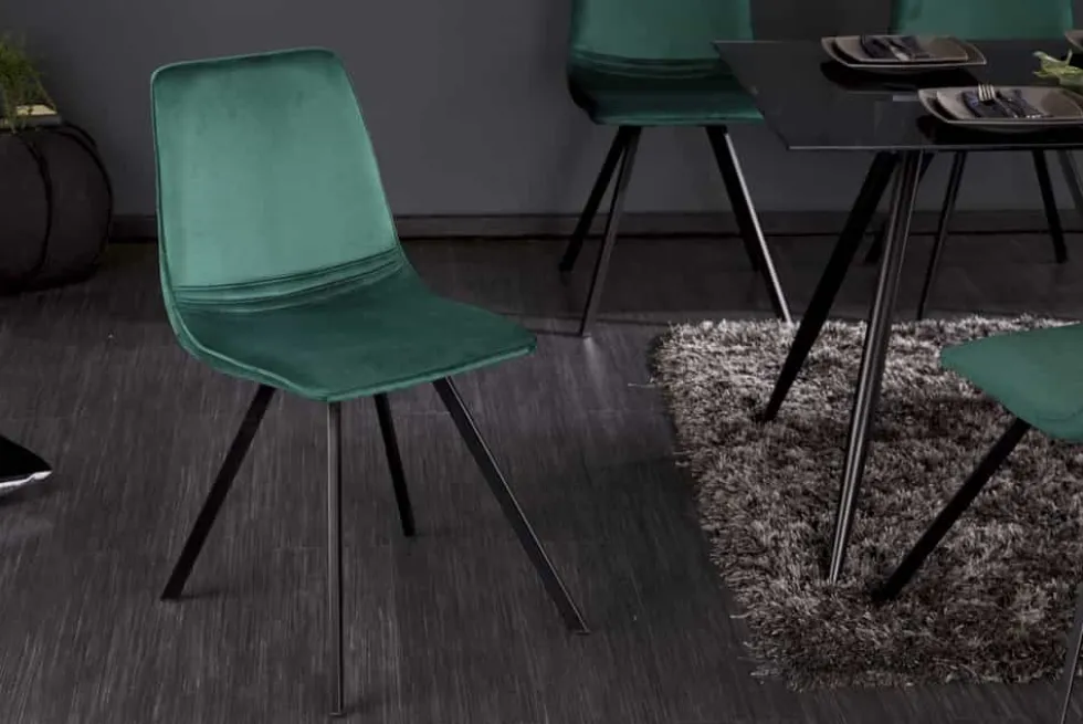 Retro Stuhl AMSTERDAM CHAIR smaragdgrün Samt Designklassiker