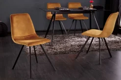Retro Stuhl AMSTERDAM CHAIR senfgelb Samt Designklassiker
