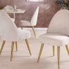 Retro Stuhl MIA CASA beige Cord champagner gold brushed Metall