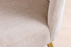 Retro Stuhl MIA CASA beige Cord champagner gold brushed Metall