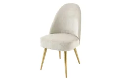 Retro Stuhl MIA CASA beige Cord champagner gold brushed Metall