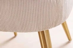 Retro Stuhl MIA CASA beige Cord champagner gold brushed Metall