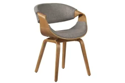 Retro Stuhl ORGANIC natur Eschenholz grau Strukturstoff