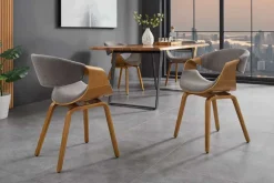 Retro Stuhl ORGANIC natur Eschenholz grau Strukturstoff