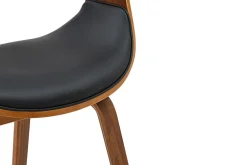 Retro Stuhl ORGANIC schwarz Walnuss Kunstleder mit Armlehnen