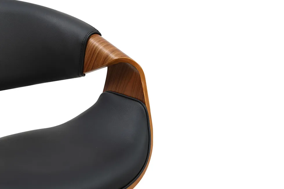 Retro Stuhl ORGANIC schwarz Walnuss Kunstleder mit Armlehnen