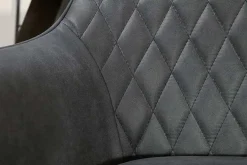 Retro Stuhl PALERMO anthrazit mit Armlehne und Ziersteppung