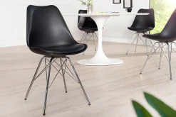 Retro Stuhl SCANDINAVIA MEISTERSTÜCK schwarz verchromtes Gestell