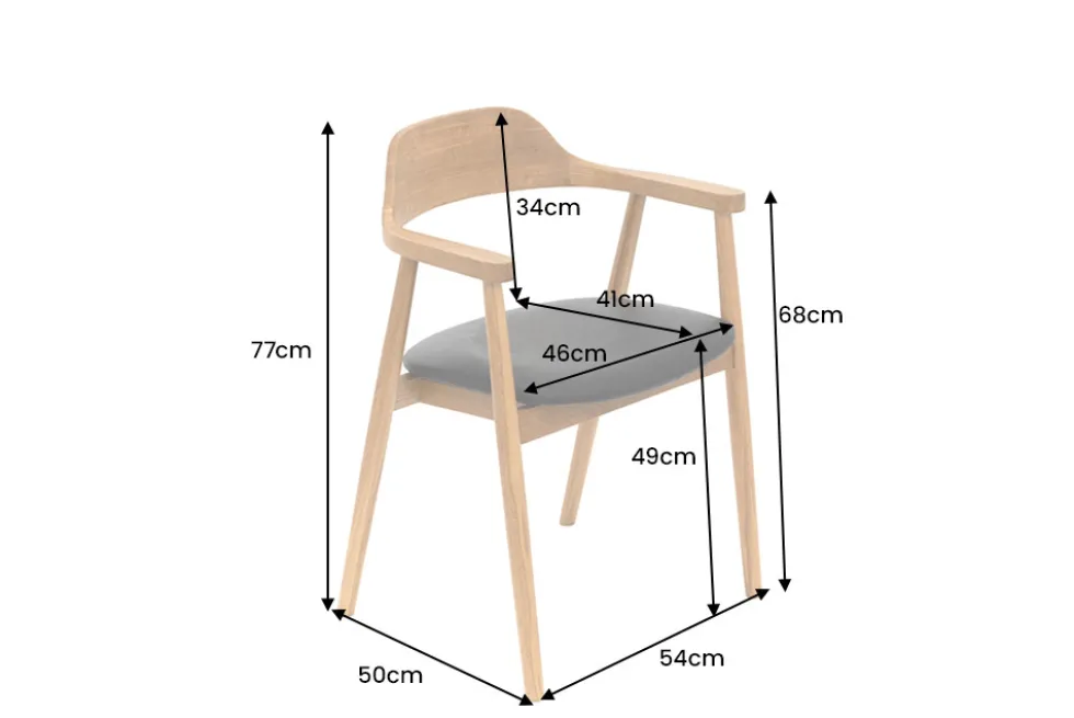 Retro Stuhl VALHALLA WOOD matt-braun Eiche Massivholz mit Armlehne