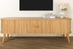 Retro TV-Board VALHALLA WOOD 160cm natur Eichenholz Schiebetüren Lowboard