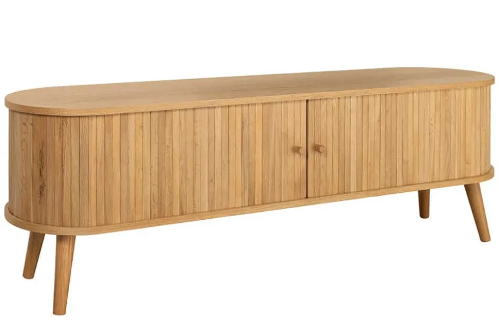 Retro TV-Board VALHALLA WOOD 160cm natur Eichenholz Schiebetüren Lowboard