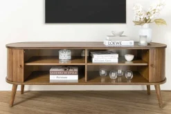 Retro TV-Board VALHALLA WOOD 160cm smoked Eichenholz Schiebetüren Lowboard