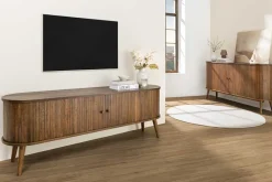 Retro TV-Board VALHALLA WOOD 160cm smoked Eichenholz Schiebetüren Lowboard