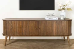 Retro TV-Board VALHALLA WOOD 160cm smoked Eichenholz Schiebetüren Lowboard