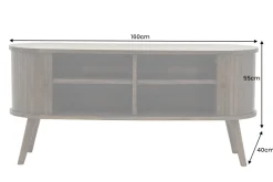 Retro TV-Board VALHALLA WOOD 160cm smoked Eichenholz Schiebetüren Lowboard