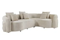 Retro Wohnlandschaft VOGUE 290cm beige Chenille XXL-Sofa organische Form inkl. Kissen