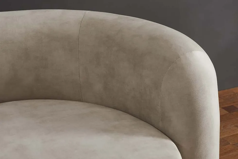 Retro Wohnlandschaft VOGUE 290cm beige Samt XXL-Sofa organische Form inkl. Kissen
