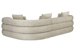 Retro Wohnlandschaft VOGUE 290cm beige Samt XXL-Sofa organische Form inkl. Kissen