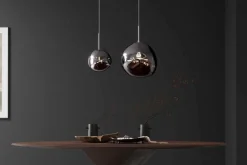 Runde Hängelampe LIQUID DIAMOND 35cm smoke Glas Stahl Kugelleuchte