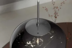 Runde Hängelampe LIQUID DIAMOND 35cm smoke Glas Stahl Kugelleuchte