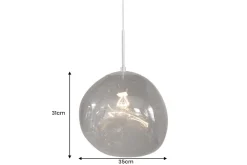 Runde Hängelampe LIQUID DIAMOND 35cm smoke Glas Stahl Kugelleuchte