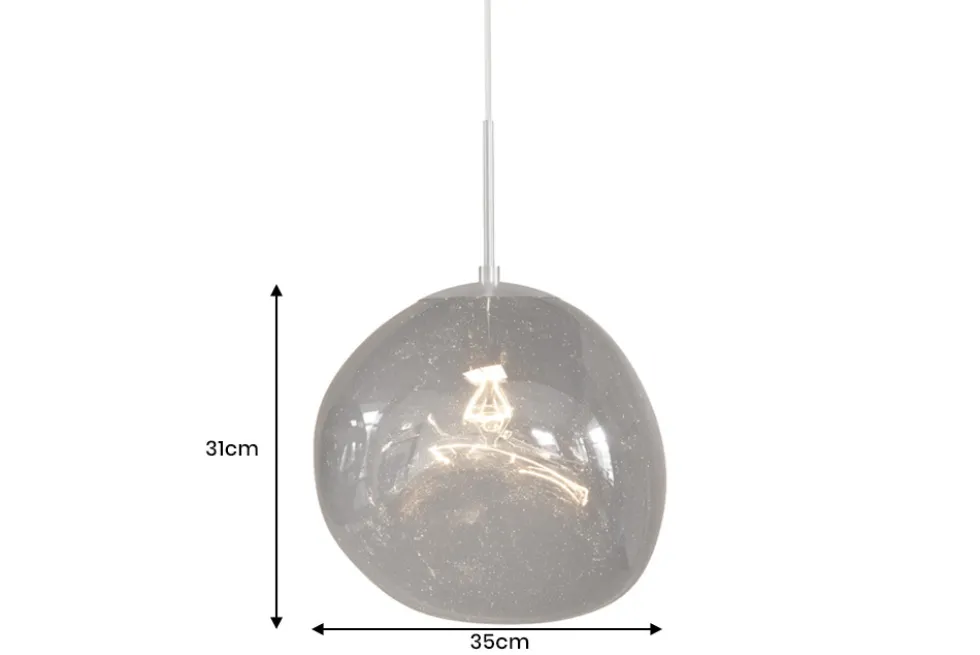 Runde Hängelampe LIQUID DIAMOND 35cm smoke Glas Stahl Kugelleuchte