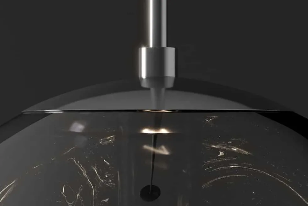 Runde Hängelampe LIQUID DIAMOND 35cm smoke Glas Stahl Kugelleuchte