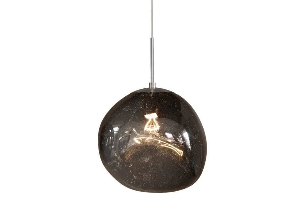 Runde Hängelampe LIQUID DIAMOND 35cm smoke Glas Stahl Kugelleuchte