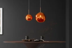 Runde Hängelampe LIQUID DIAMOND 35cm kupfer Glas Stahl Kugelleuchte