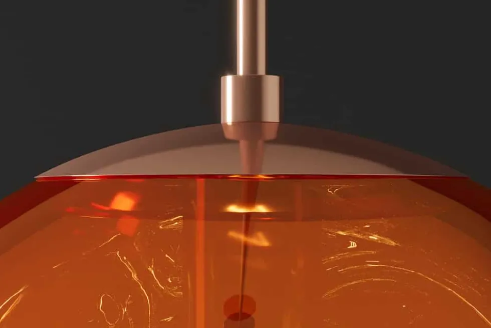 Runde Hängelampe LIQUID DIAMOND 35cm kupfer Glas Stahl Kugelleuchte