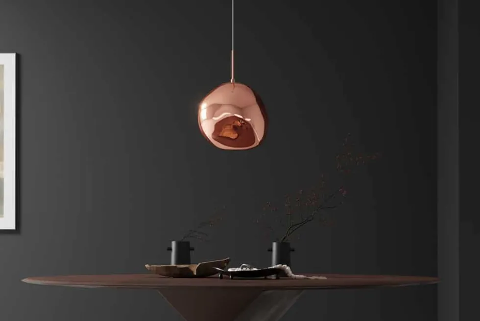 Runde Hängelampe LIQUID DIAMOND 35cm kupfer Glas Stahl Kugelleuchte