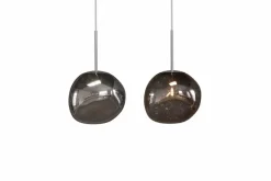 Runde Hängelampe LIQUID DIAMOND 20cm smoke Glas Stahl Kugelleuchte