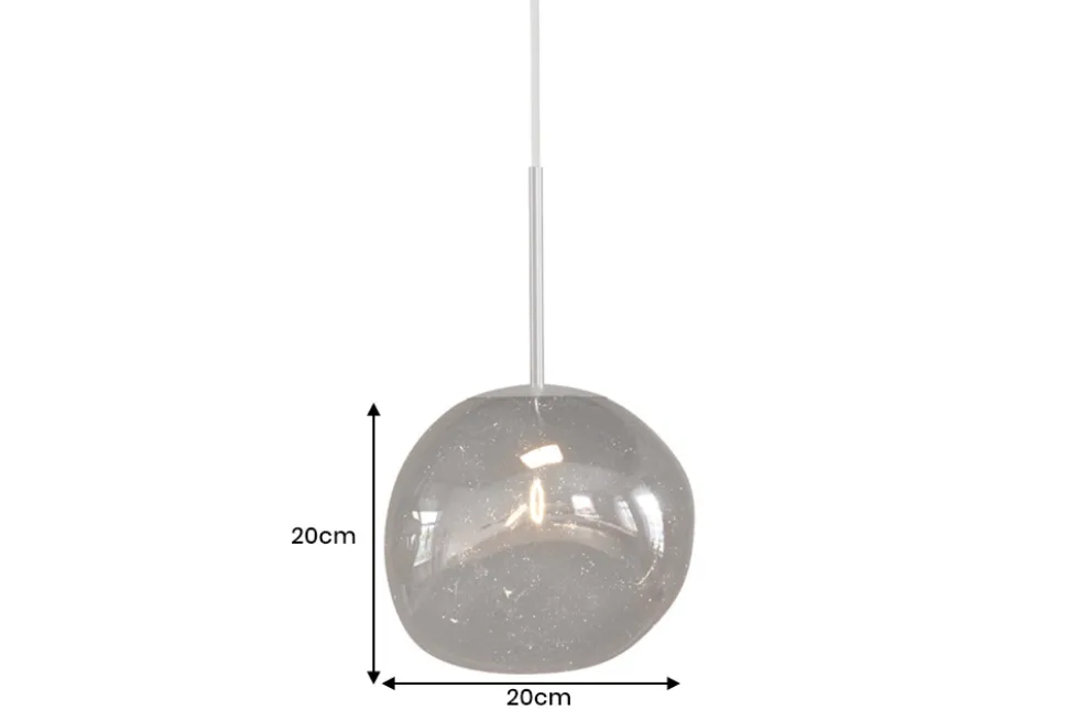 Runde Hängelampe LIQUID DIAMOND 20cm smoke Glas Stahl Kugelleuchte