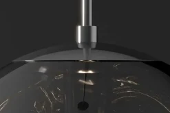 Runde Hängelampe LIQUID DIAMOND 20cm smoke Glas Stahl Kugelleuchte