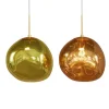 Runde Hängelampe LIQUID DIAMOND 35cm gold Glas Stahl Kugelleuchte