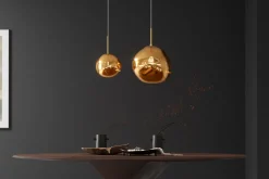 Runde Hängelampe LIQUID DIAMOND 35cm gold Glas Stahl Kugelleuchte