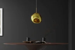 Runde Hängelampe LIQUID DIAMOND 35cm gold Glas Stahl Kugelleuchte