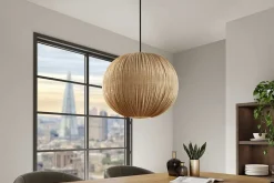 Runde Hängelampe ORGANIC 45cm natur Stoffschirm Boho