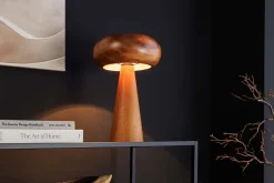 Runde Tischlampe ALVA 40cm natur Akazienholz Eisen Tischleuchte