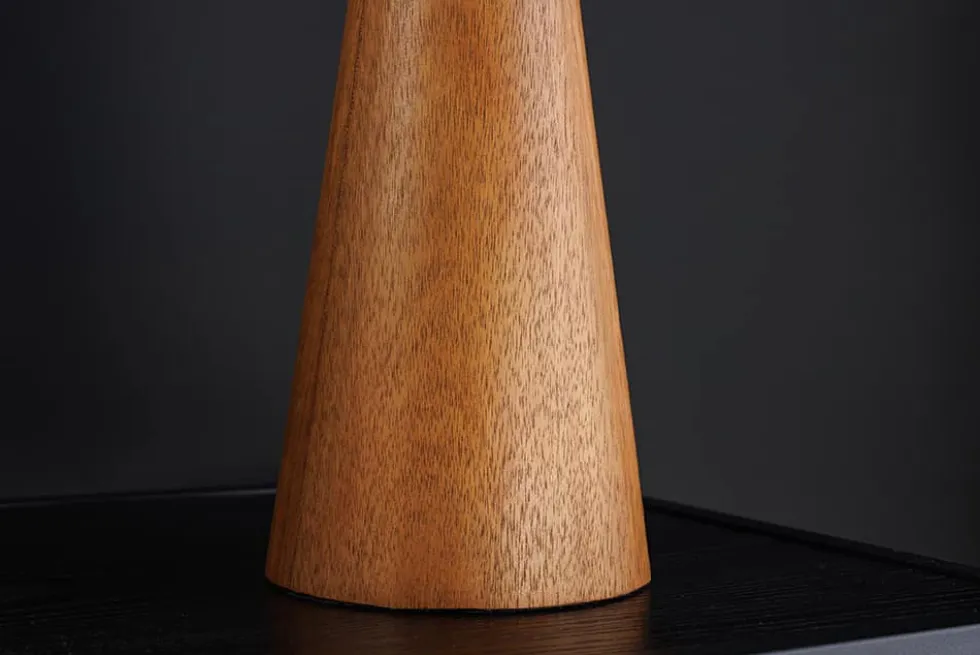 Runde Tischlampe ALVA 40cm natur Akazienholz Eisen Tischleuchte