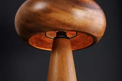 Runde Tischlampe ALVA 40cm natur Akazienholz Eisen Tischleuchte