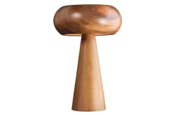 Runde Tischlampe ALVA 40cm natur Akazienholz Eisen Tischleuchte