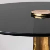 Runder Beistelltisch ABSTRACT 60cm messing gold Metallbeine Schwarzglas handmade