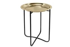 Runder Beistelltisch CASABLANCA 50cm messing gold schwarz Tablett abnehmbar klappbar