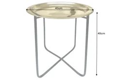 Runder Beistelltisch CASABLANCA 50cm messing gold schwarz Tablett abnehmbar klappbar