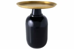 Runder Beistelltisch ELEGANCIA 50cm gold antik schwarz Metall Eisen handmade