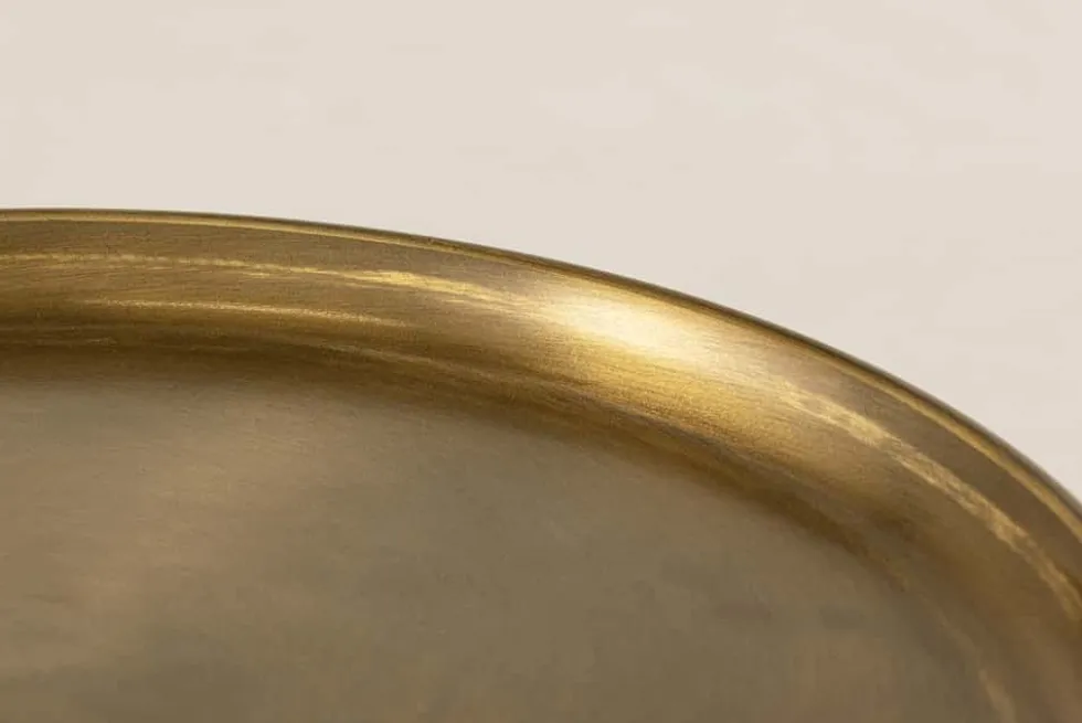 Runder Beistelltisch ELEGANCIA 50cm gold antik schwarz Metall Eisen handmade