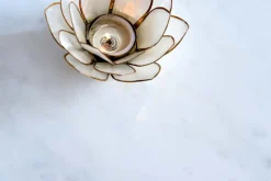 Runder Beistelltisch ELEGANCE 60cm weiß gold antik Marmor Metall Aluminium handmade