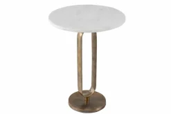 Runder Beistelltisch ELEGANCE 60cm weiß gold antik Marmor Metall Aluminium handmade